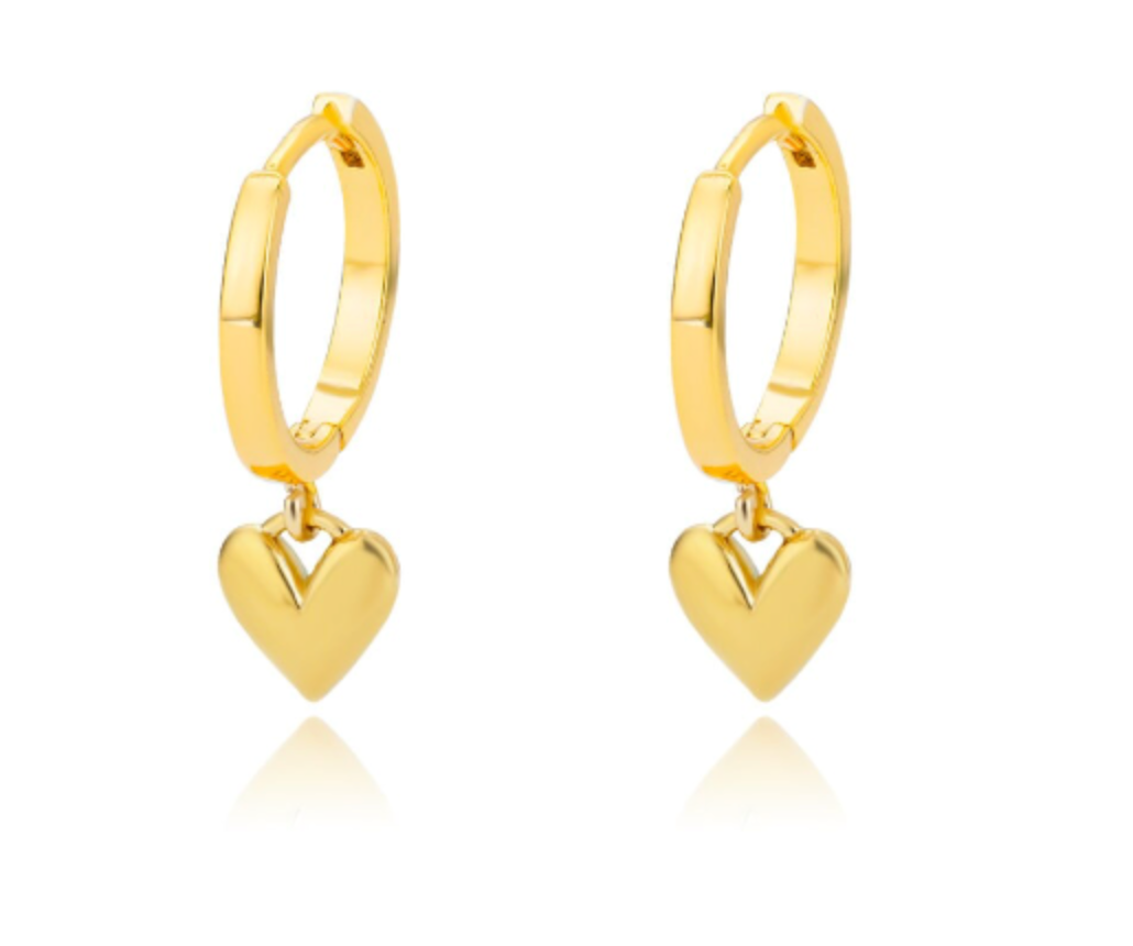 Waterproof Valentins day Heart Gold Earring • Pair of Heart Earring • Sparkle Heart Earring