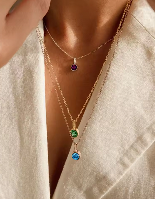 Waterproof birthstone necklace • Gold chain • stainless steel