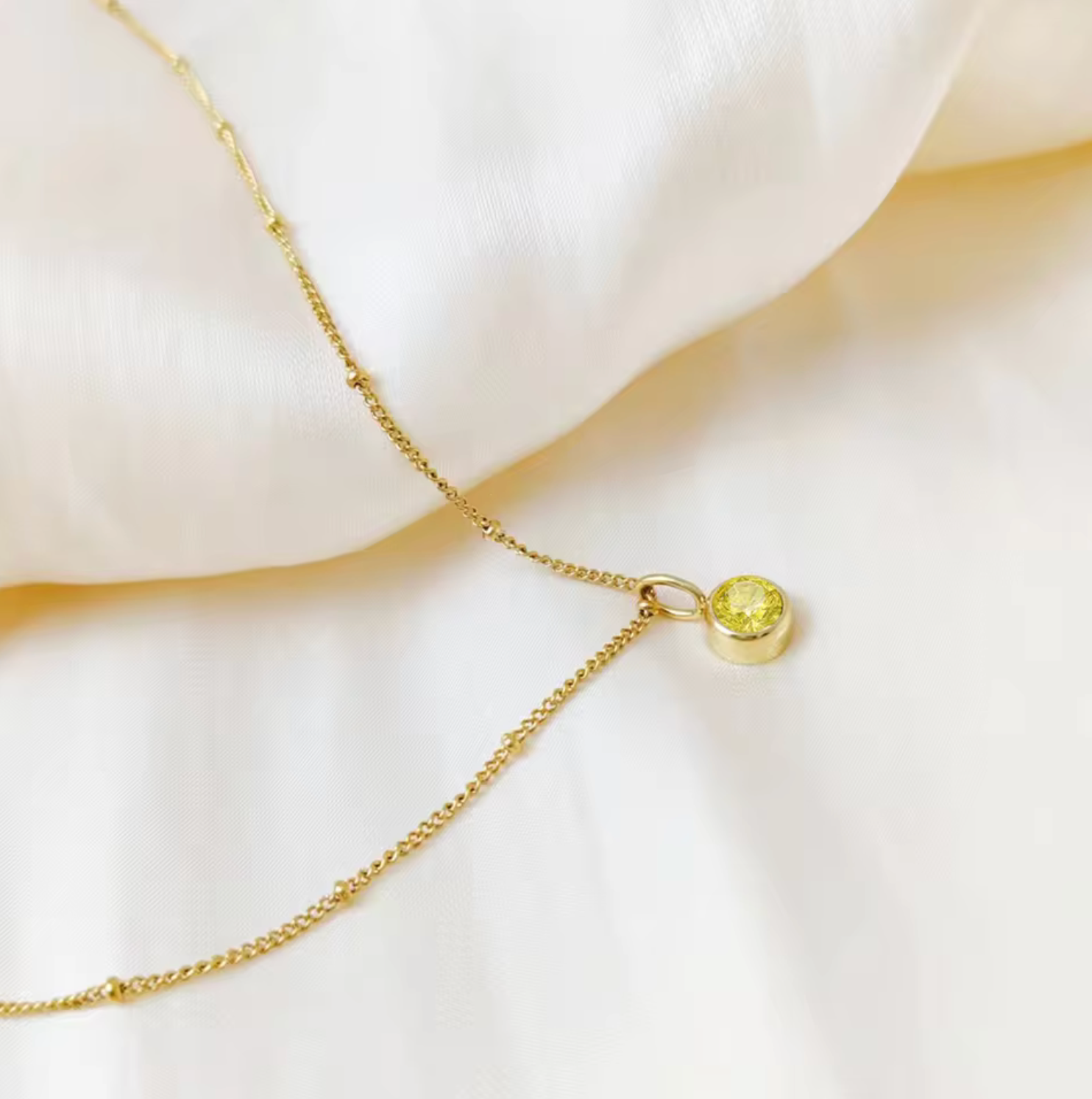 Waterproof birthstone necklace • Gold chain • stainless steel