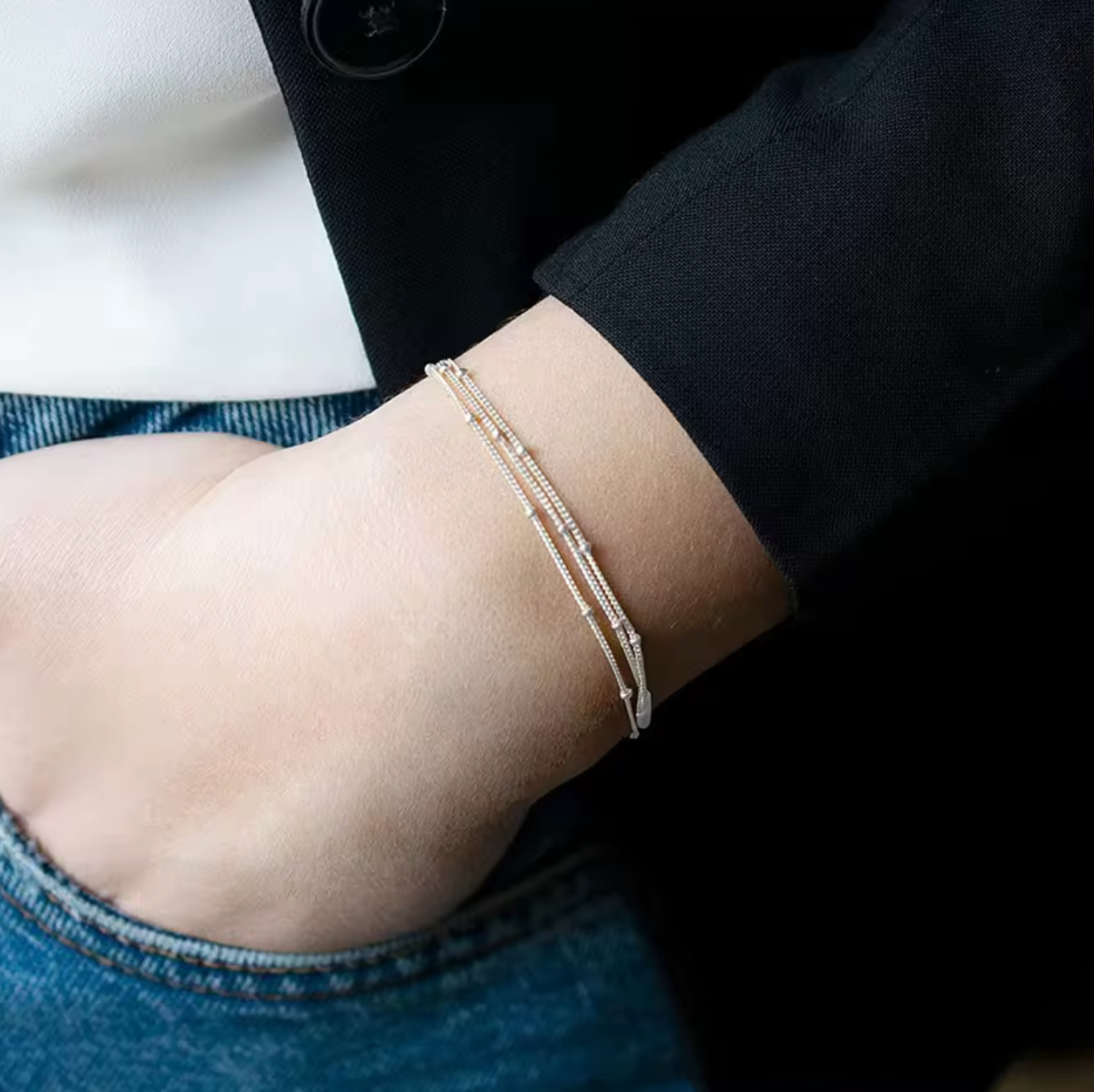 Cute Bracelet (three chain)• Gold Silver bracelet • stainless steel • waterproof