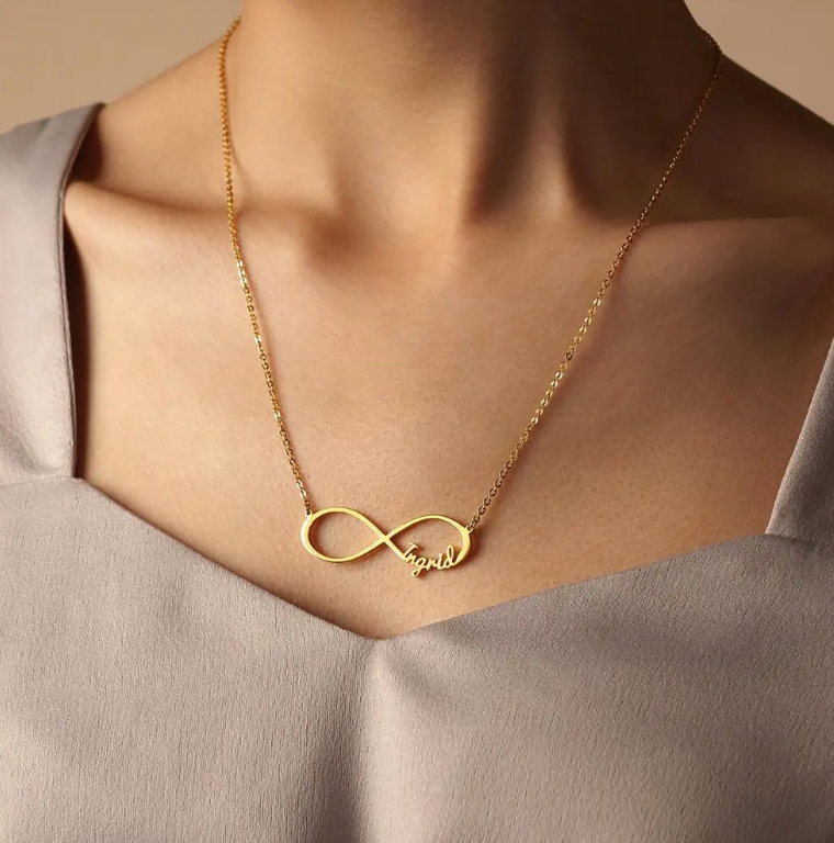 WATERPROOF INFINITE PERSONALIZED NECKLACE • GOLD SILVER CHAIN • STAINLESS STEEL