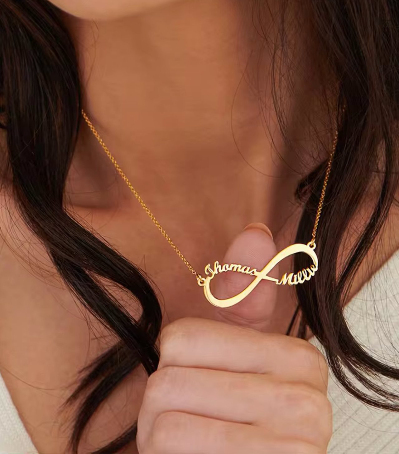 WATERPROOF INFINITE PERSONALIZED NECKLACE • GOLD SILVER CHAIN • STAINLESS STEEL
