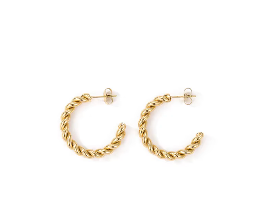 Vintage Croissant Stainless Steel Hoop Earring